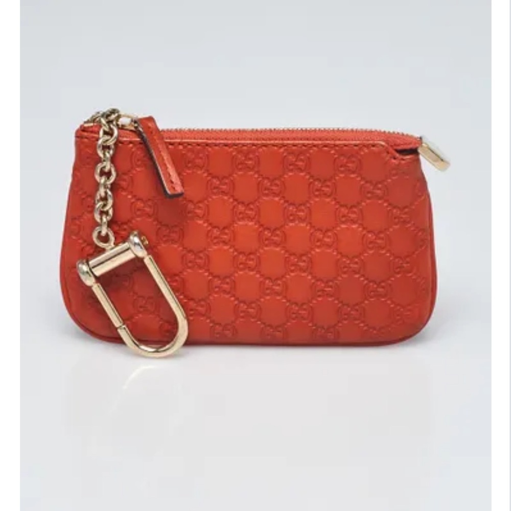Gucci orange Embossed Leather Key Holder